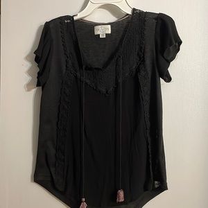 Black Jun&Ivy T-Shirt with Tassels